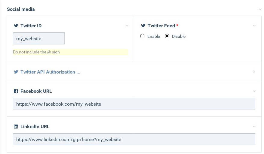 Example of an interface for managing social media